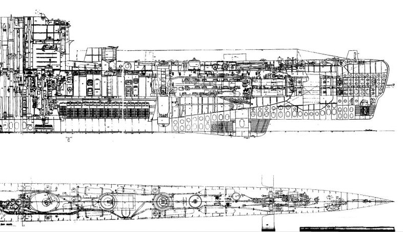 Схема носовой части подводной лодки проекта 613С